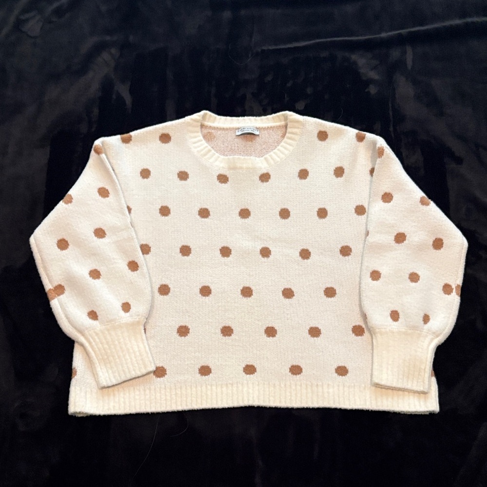 Paper Crane Cream and Brown Polka Dot Sweater